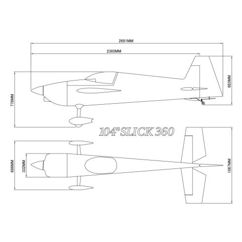 Skywing Rc Slick 360 V2 104" (2641mm), Zöld/Fehér ARF Szett.