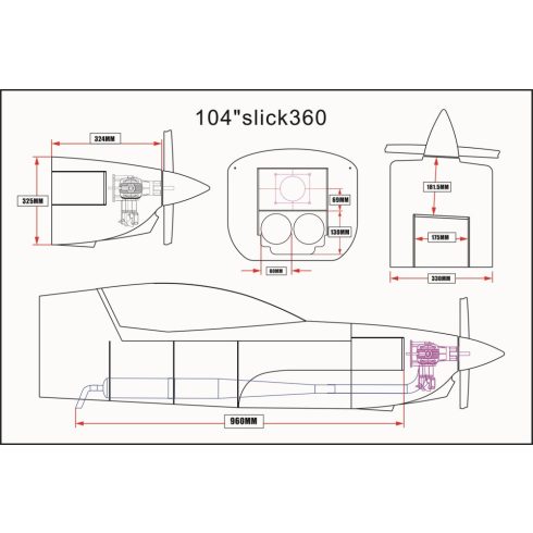 Skywing Rc Slick 360 V2 104" (2641mm), Sárga/Piros ARF Szett.