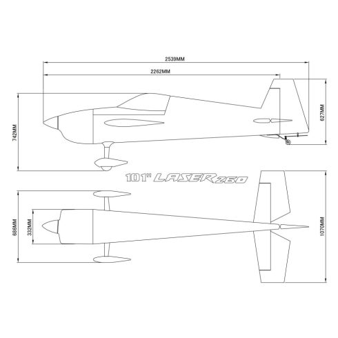 Skywing Rc Laser 260 V3 101" (2565 mm), Piros/Fehér ARF Szett.