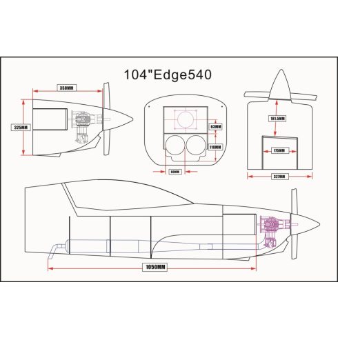 Skywing Rc Edge 540 V3 104" (2642mm), Zöld/Szürke ARF Szett.
