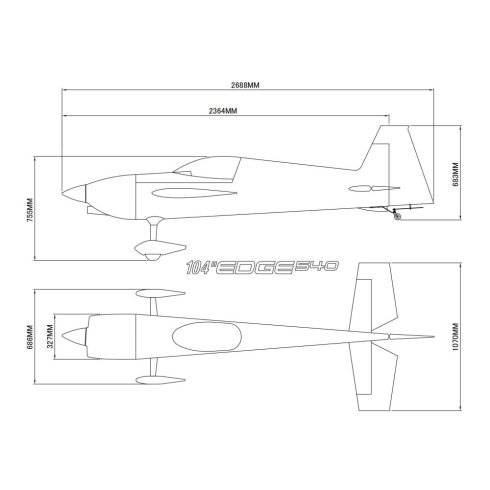 Skywing Rc Edge 540 V3 104" (2642mm), Sárga/Szürke ARF Szett.