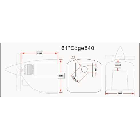 Skywing Rc Edge 540 V2 61" (1550 mm), Sárga/Szürke/Fehér ARF Szett.