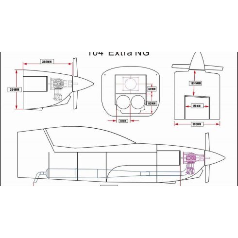 Skywing Rc Extra Ng 104" (2641mm), Sárga/Kék/Piros, ARF Szett.
