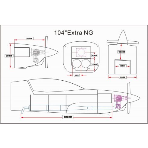 Skywing Rc Extra Ng V2 104" (2641mm), Narancs/Kék/Fehér, ARF Szett.
