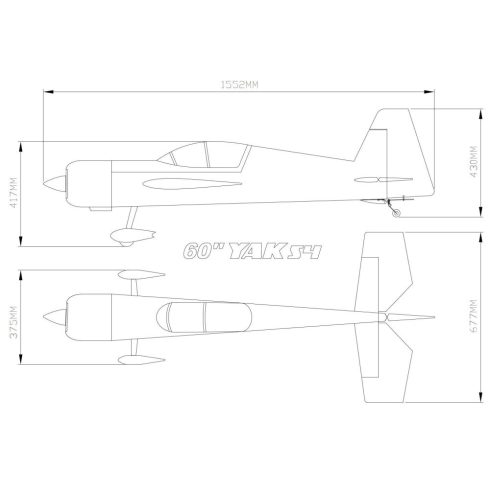 Skywing Rc Yak 54, 60" (1524 mm), Kék/Fehér/Sárga ARF Szett.