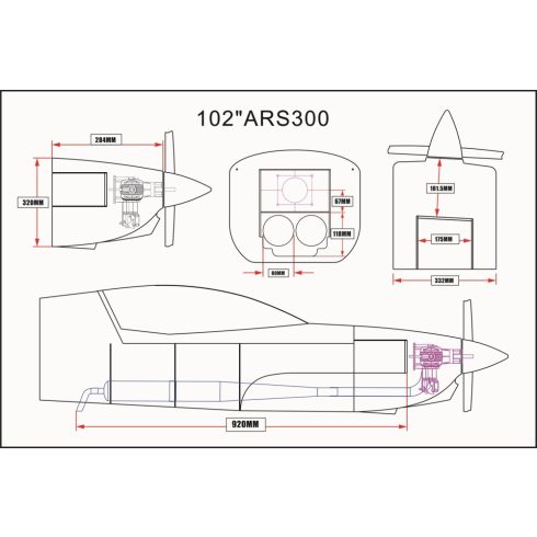 Skywing Rc ARS 300 V3 102" (2590 mm), Zöld/Fehér ARF Szett.