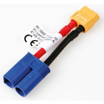   Robbe átalakító XT60 mama-ról EC5 pap-ra, 30mm hossz, 22AWG, 3,3mm2.