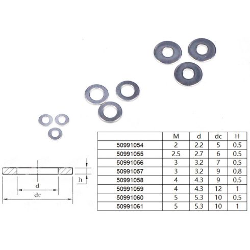 Robbe M2,5 (2,8x5,9mm) Rozsdamentes acél, Sima Alátét. (30db)