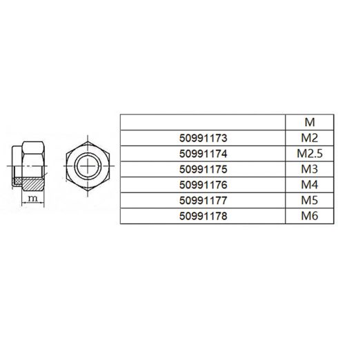 Robbe M2,5 Önzáró Anya, Rozsdamentes acél. (30db)