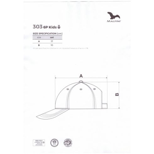 Malfini 6P KIDS 303 Gyermek Állítható Baseball Sapka, több színben