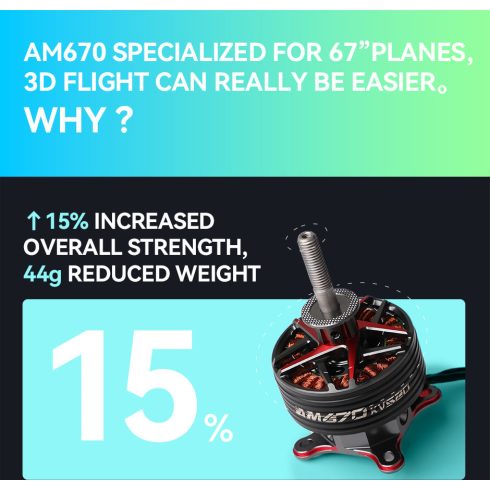 T-Motor AM670 520KV, 67"-70" 3D Airplane Brushless Motor.