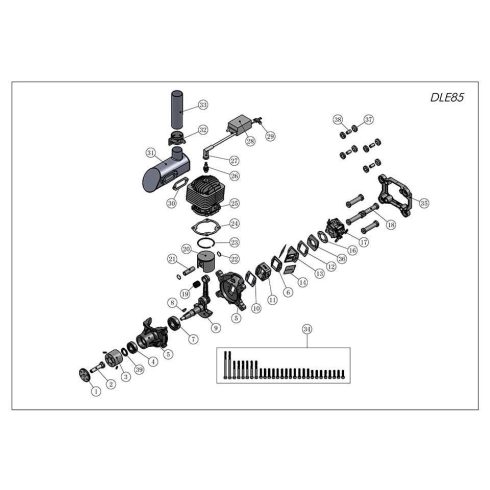 DLE85 Motor Gyújtással, Normál kipufogóval. (Rendelhető)