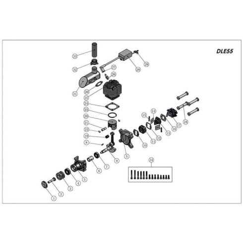 DLE55 Motor Gyújtással, Normál kipufogóval