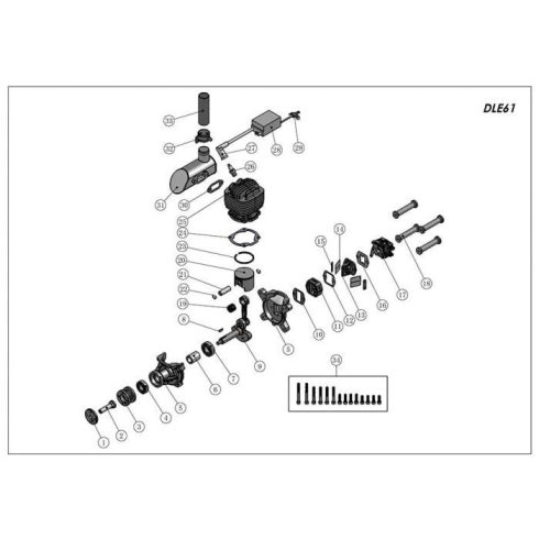 DLE61 Motor Gyújtással, Normál kipufogóval (Rendelhető)