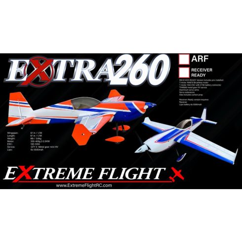 Extreme Flight Extra 260 67", Kék/Fehér ARF Szett.