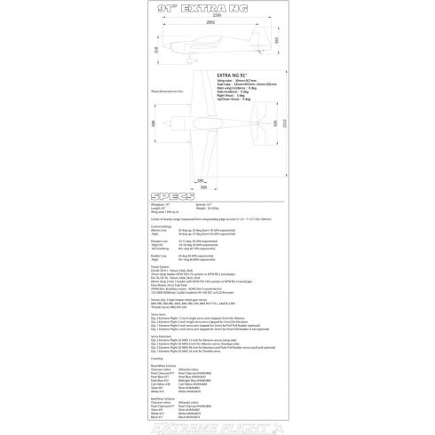 Extreme Flight Extra NG 91", Piros/Ezüst/Felete ARF KIT (Rendelhető)