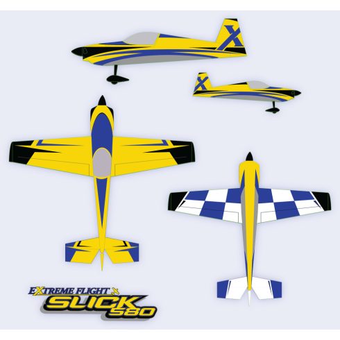 Extreme Flight Sick 580 105,5"EXP, Sárga/Kék ARF Szett.