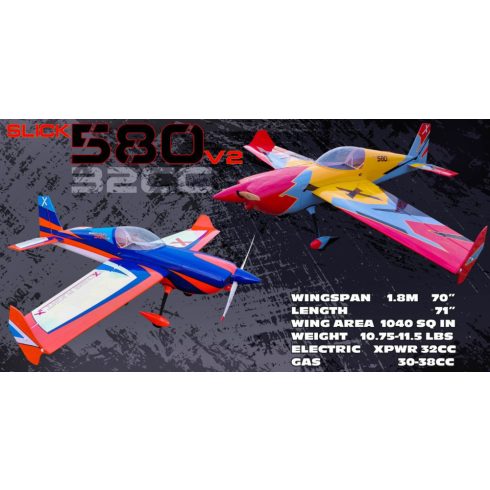 Extreme Flight Slick 580 70" V2 Kék/Fehér ARF Szett.