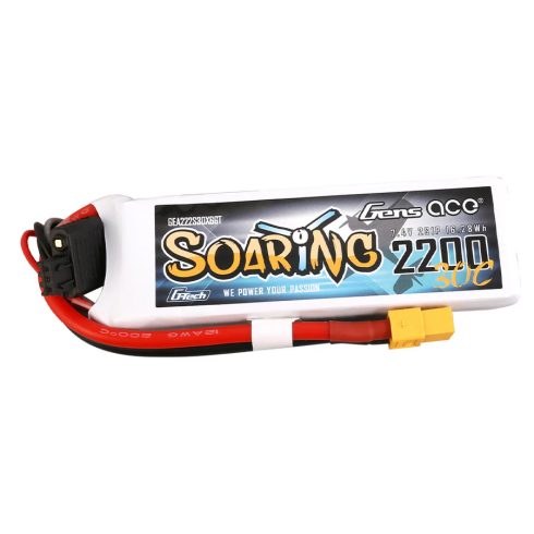 Gens Ace G-Tech Soaring 2200mAh 2S (7,4V) 30/60C Lipó akkumulátor, XT60 csatlakozó