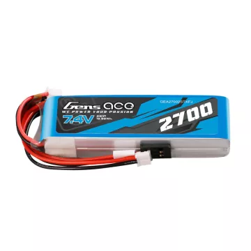   Gens Ace 2700mAh 2s (7.4V) Távirányító Lipo Akkumulátor, Futaba + JST-EHR Csatlakozó. (Futaba T6J, T8FG, 12FG, FrSky TARANIS X9D 2019 PLUS Távirányítókhoz)