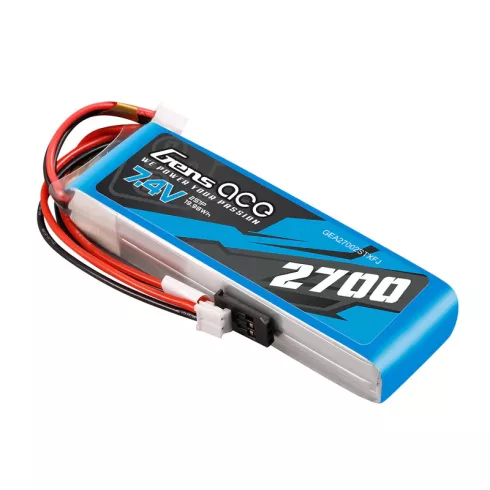 Gens Ace 2700mAh 2s (7.4V) Távirányító Lipo Akkumulátor, Futaba + JST-EHR Csatlakozó. (Futaba T6J, T8FG, 12FG, FrSky TARANIS X9D 2019 PLUS Távirányítókhoz)