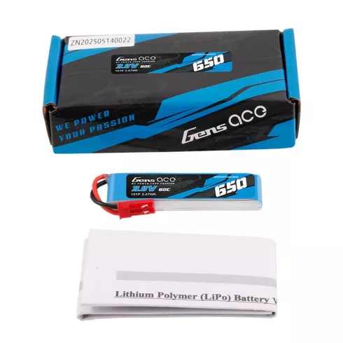 Gens Ace 650mAh 1s (3,8V) 60/120C HV Lipó Akkumulátor, JST-SYP csatlakozó.