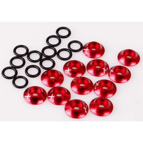 Kuza Fém alátét O-gyűrűvel 3mm-e furat, piros, 10db