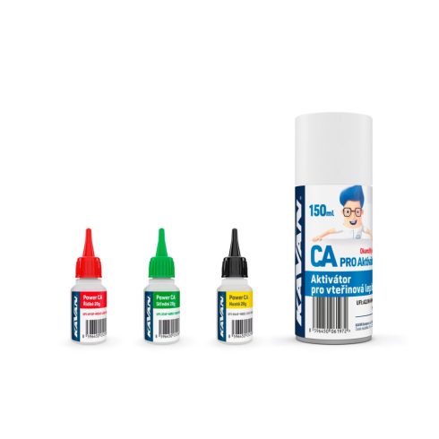 KAVAN Pillanatragsztó szett (3db 20g-os Pillanatragasztó, vékony, közepes és sűrű viszkozitású, 1db 150ml-es Pro Aktivátor)