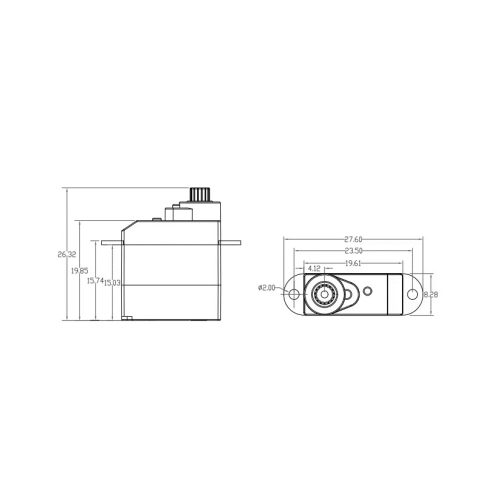 PTK 7350 MG-D Digitalis Coreless Fémfogas 5,5g Mini HV Szervó. 0,07sec/7,4V/1,8Kg. (F3P, F3K, F3L, F5L, Glider/Indoor Plane)