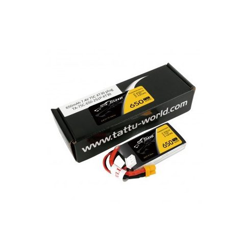 Gens Ace Tattu 650mAh 2s (7.4V) 75/150C Lipó Akkumulátor, XT30 csatlakozó.