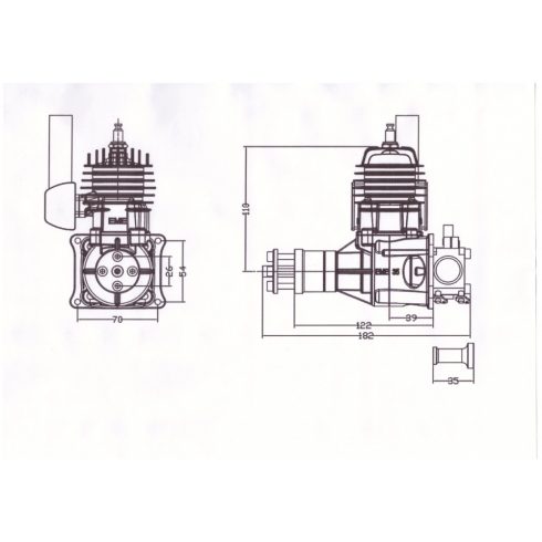 EME35 Motor Gyújtással, Normál kipufogóval.