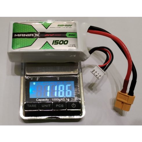 ManiaX Power LiPo 3S (11,1V) 1500mAh 30/60C Akkumulátor, XT60 csatlakozó.