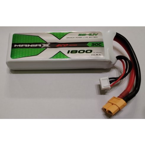 ManiaX Power LiPo 3S (11,1V) 1800mAh 30/60C Akkumulátor, XT60 csatlakozó.