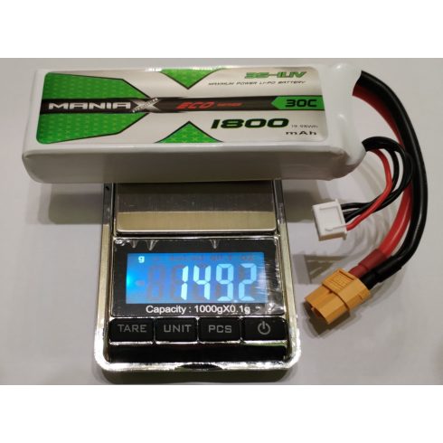 ManiaX Power LiPo 3S (11,1V) 1800mAh 30/60C Akkumulátor, XT60 csatlakozó.