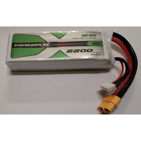 ManiaX Power LiPo 3S (11,1V) 2200mAh 30/60C Akkumulátor, XT60 csatlakozó.