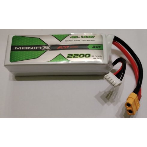 ManiaX Power LiPo 4S (14,8V) 2200mAh 30/60C Akkumulátor, XT60 csatlakozó.