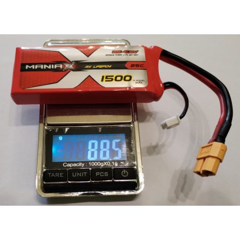 ManiaX Power LiFePO4 2S (6.6V) 1500mAh 25/50C Akkumulátor, XT60 csatlakozó.