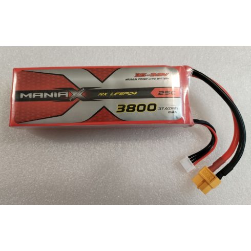 ManiaX Power LiFePO4 3S (9,9V) 3800mAh 25/50C Akkumulátor, XT60 csatlakozó.