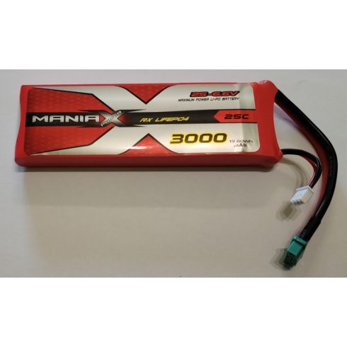 ManiaX Power LiFePO4 2S (6.6V) 3000mAh 25/50C Akkumulátor, MPX csatlakozó. (Kingtech/JetCat turbine)