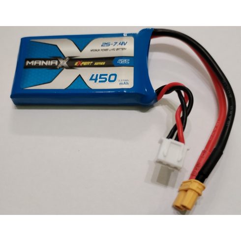 ManiaX Power LiPo 2S (7,4V) 450mAh 45/90C Akkumulátor, XT30 csatlakozó.