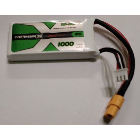 ManiaX Power LiPo 2S (7,4V) 1000mAh 30/60C Akkumulátor, XT60 Csatlakozó.