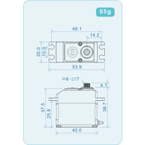 THETA RAZOR-X1 Brushless HV Digitális NFC Programozható Szervó ( 0,12sec 52Kg/8,4V )