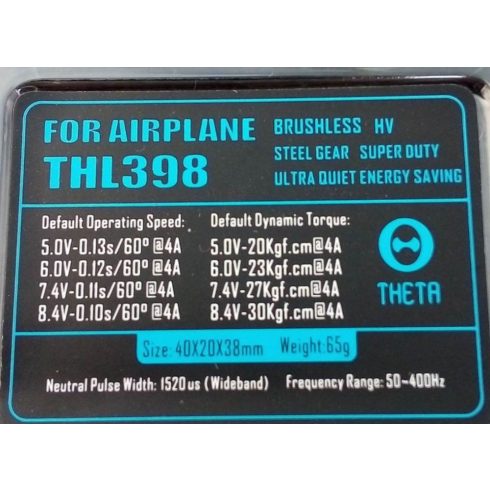 THETA THL398 Brushless HV Digitális Programozható Szervó ( 0,1sec 30Kg/8,4V )