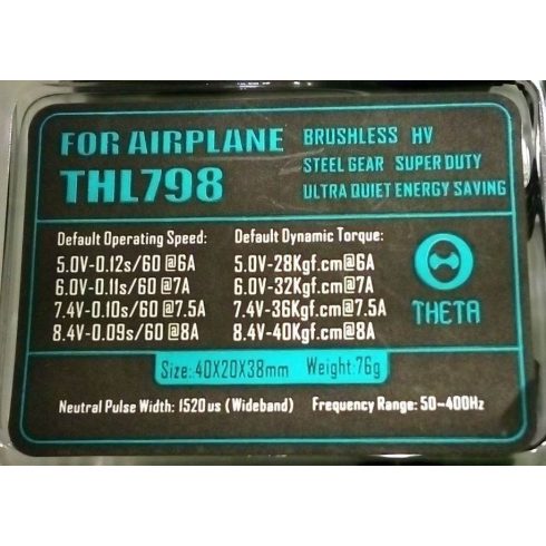 THETA THL798 Brushless HV Digitális Programozható Szervó ( 0,09sec 40Kg/8,4V )