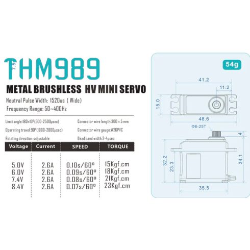 THETA THM 989 Brushless HV Digitális Programozható Midi Szervó ( 0,07sec 23Kg/8,4V )