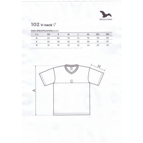Malfini V-Neck-102 V-nyakú Flash-Rc Unisex póló több színben, több méretben